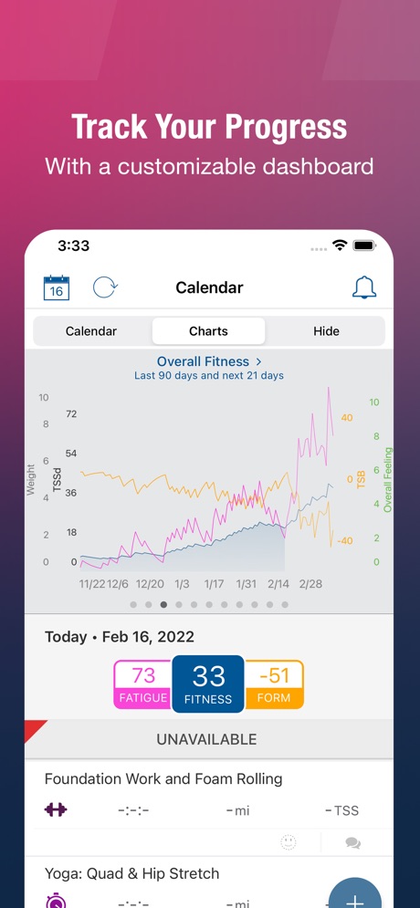 TrainingPeaks screenshot showing progress tracking