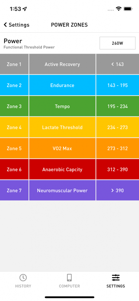 Screenshot of Cadence showing how to setup power zones