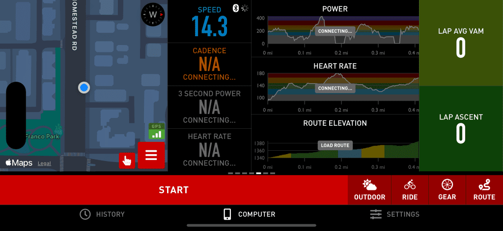 Cadence app in landscape orientation.